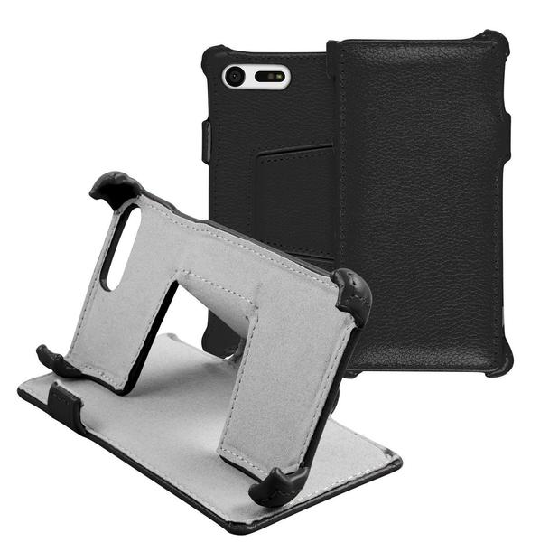 PhoneNatic Echt-Lederhülle für Sony Xperia X Compact Leder-Case schwarz Tasche Xperia X Compact Hüll