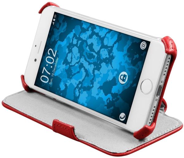 PhoneNatic Echt-Lederhülle für Apple iPhone 7 Leder-Case rot Tasche iPhone 7 Hülle + Glasfolie