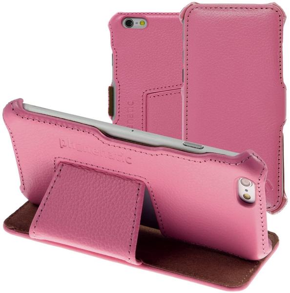 PhoneNatic Echt-Lederhülle für Apple iPhone 6s6 Leder-Case rosa Tasche iPhone 6s6 Hülle + Glasfolie