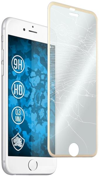 PhoneNatic 1 x Apple iPhone 6s6 Glas-Displayschutzfolie klar full screen mit Metallrahmen in gold für iPhone 6s6