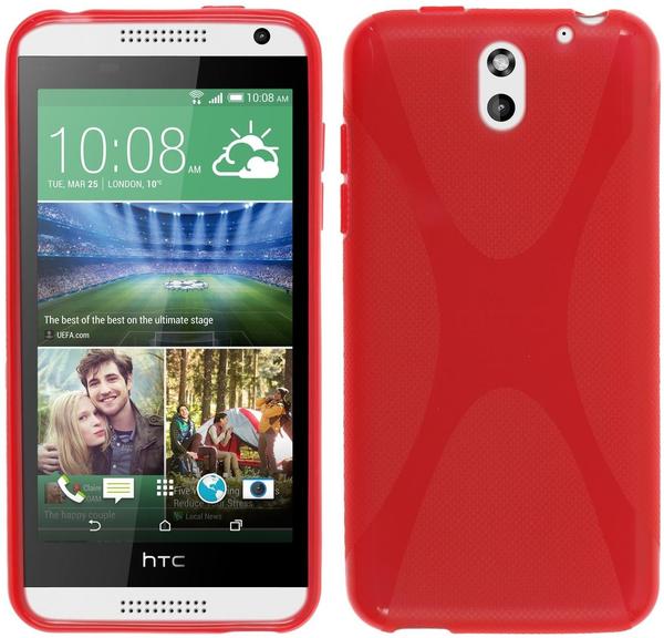 Phonenatic HTC Desire 610 Hülle Silikon rot X-Style Case Desire 610 Tasche + 2 Schutzfolien