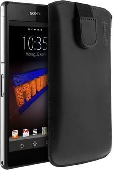 mumbi Leder Etui Tasche schwarz für Sony Xperia Z2