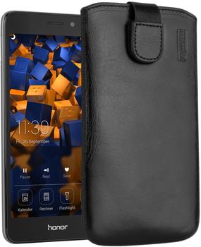 mumbi Echt Ledertasche kompatibel mit Honor 5C Hülle Leder Tasche Case Wallet, schwarz