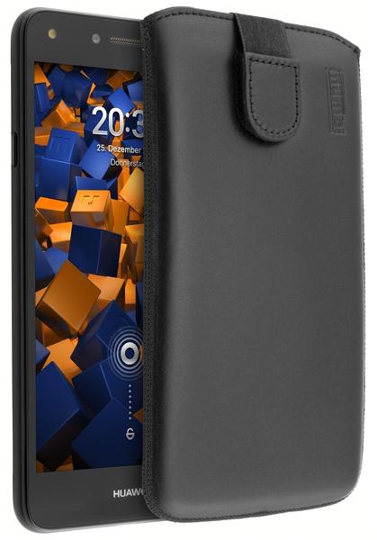 Mumbi Leder Etui Tasche schwarz für Huawei Y5 II