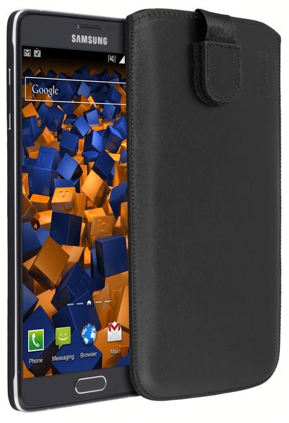 mumbi Leder Etui Tasche mit Ausziehlasche schwarz für Samsung Galaxy Note 4