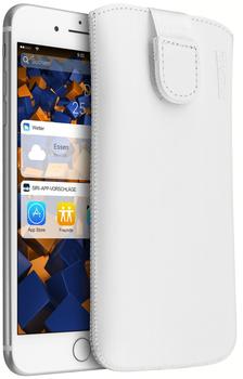 mumbi Leder Etui Tasche mit Ausziehlasche weiß für Apple iPhone 7 Plus