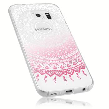 mumbi TPU Hülle transparent weiß rosa Motiv Mandala für Samsung Galaxy S6 Edge