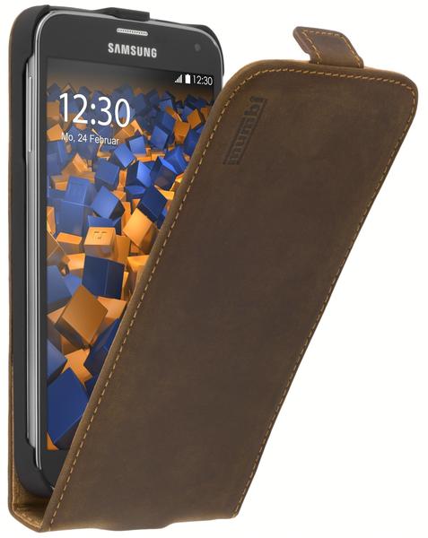 mumbi Flip Case Ledertasche Vintage braun für Samsung Galaxy S5Gala