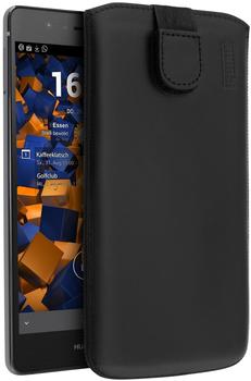 mumbi Leder Etui Tasche mit Ausziehlasche schwarz für Huawei P9 Lite