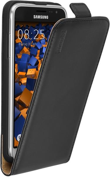 mumbi Flip Case Ledertasche schwarz für Samsung Galaxy J3 (2016)