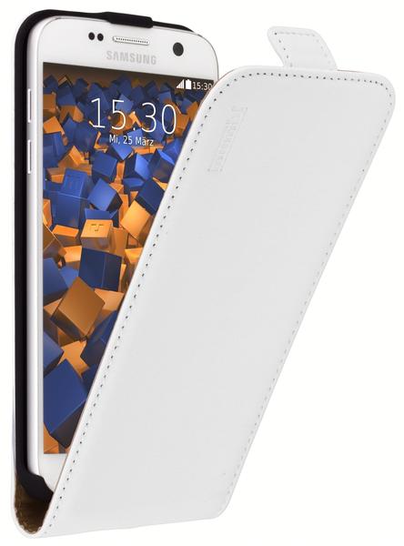 mumbi Flip Case Ledertasche weiß für Samsung Galaxy S7