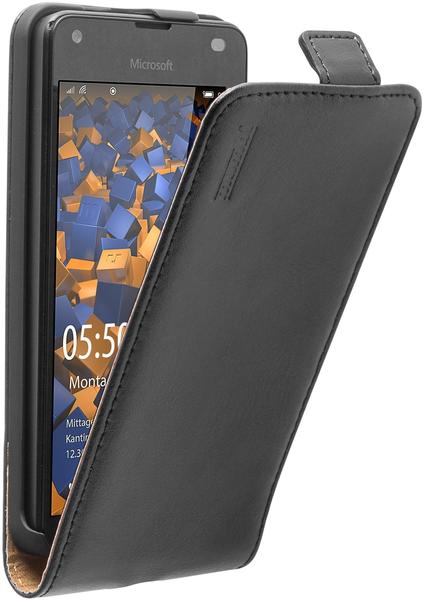 mumbi Flip Case Ledertasche schwarz für Microsoft Lumia 550