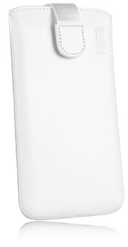 mumbi Leder Etui Tasche mit Ausziehlasche weiß für Samsung Galaxy J5 (2015)