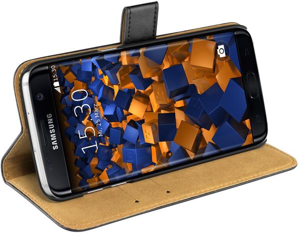 mumbi Bookstyle Ledertasche schwarz für Samsung Galaxy S7 Edge