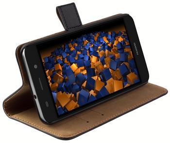 mumbi Bookstyle Ledertasche schwarz für Huawei Y6