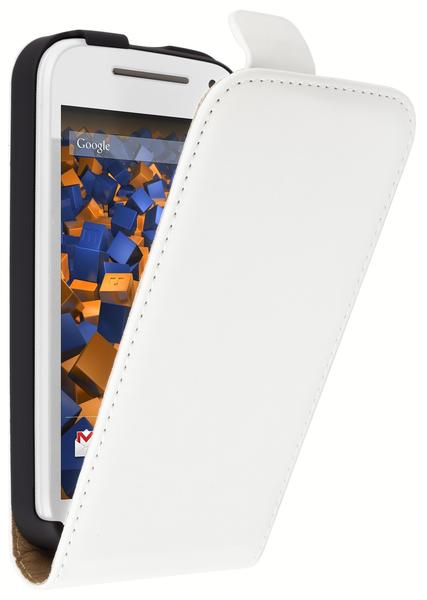 mumbi Flip Case Tasche weiß für Motorola Moto E 2. Generation