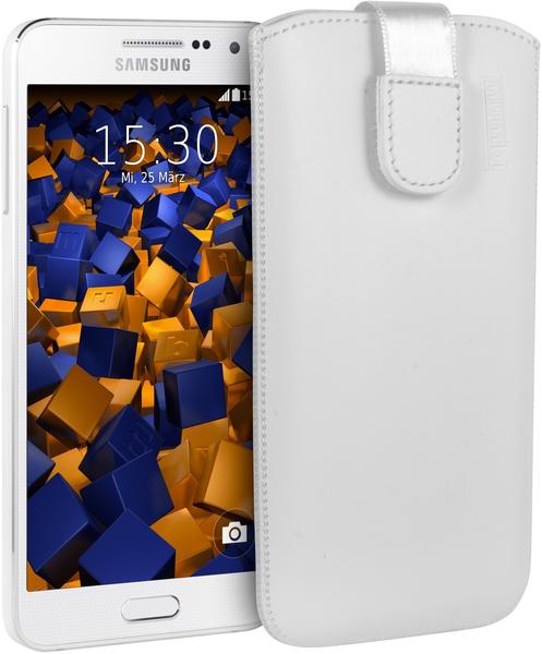 mumbi Leder Etui mit Ausziehlasche weiß für Samsung Galaxy A3 (2015)
