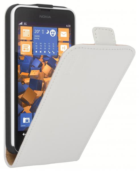 mumbi Flip Case Ledertasche weiß für Nokia Lumia 630635