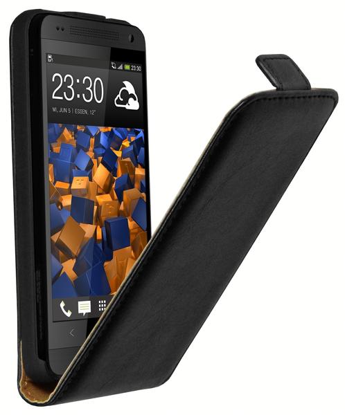 mumbi Flip Case Ledertasche schwarz für HTC One Mini