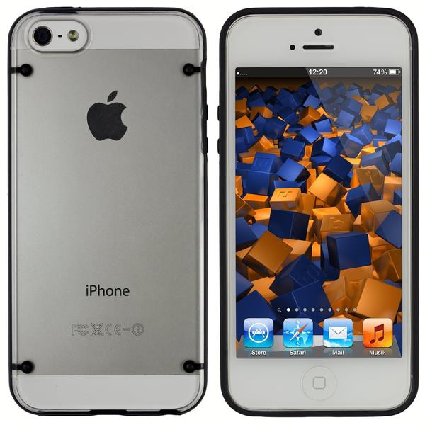 mumbi Hard Case Hülle transparent schwarzer Rand für Apple iPhone SE