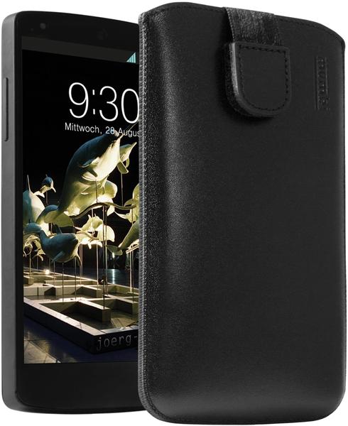 mumbi Leder Etui Tasche mit Ausziehlasche schwarz für LG Google Nexus 5