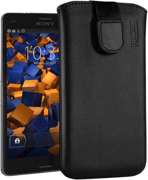 mumbi Leder Etui Tasche mit Ausziehlasche schwarz für Sony Xperia Z3 Compact