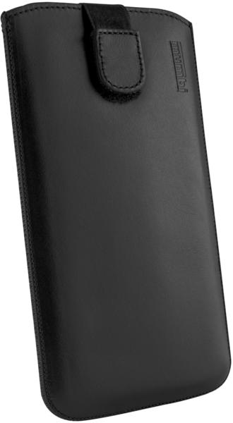 mumbi Leder Etui Tasche mit Ausziehlasche schwarz für Motorola Moto G 2. Generation