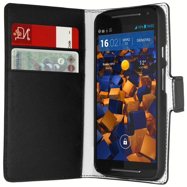 mumbi Bookstyle Tasche schwarz für Motorola Moto G 2. Generation