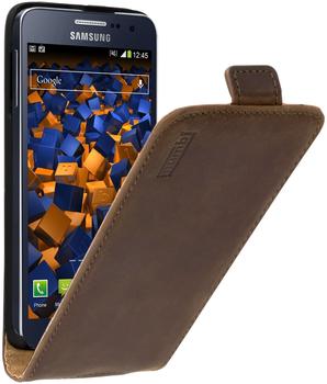 mumbi Echt Leder Flip Case kompatibel mit Samsung Galaxy A3 2015 Hülle Leder Tasche Case Wallet, braun