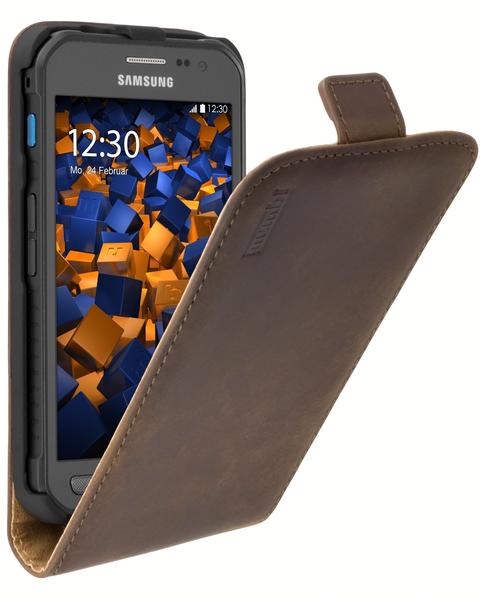 mumbi Flip Case Ledertasche braun für Samsung Galaxy Xcover 3
