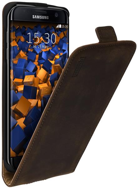 mumbi Flip Case Ledertasche braun für Samsung Galaxy S7 Edge