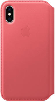 Apple Leder Folio (iPhone Xs) Pfingstrosenpink