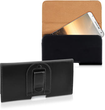 kwmobile Gürteltasche Hülle für Handys mit Gürtelclip - 16,2 x 7,8 cm Kunstleder Gürtel Case mit Gürtelschlaufe Schwarz