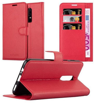 Cadorabo Flip Case für One Plus 6 in KARMIN ROT