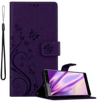 Cadorabo Hülle für Sony Xperia XZ2 in FLORAL DUNKEL LILA