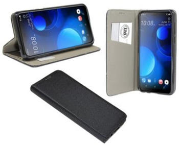 COFI1453 Buch Tasche Smart kompatibel mit HTC DESIRE 19+ PLUS Handy Hülle Etui Brieftasche Schutzhülle mit Standfunktion, Kartenfach Schwarz