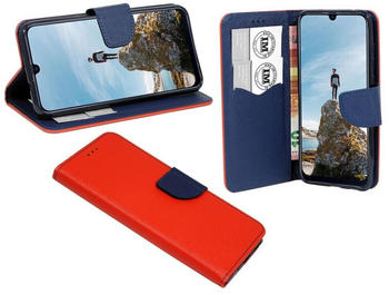 COFI1453 Buch Tasche Fancy für Samsung GALAXY M21 (M215F) Handy Hülle Schutzhülle mit Standfunktion, Kartenfach Rot-Blau