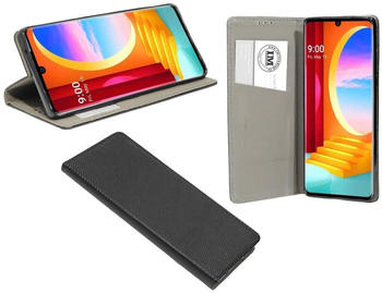 COFI1453 Buch Tasche Smart kompatibel mit LG VELVET Handy Hülle Etui Brieftasche Schutzhülle mit Standfunktion, Kartenfach Schwarz