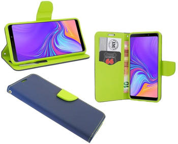 COFI1453 Buch Tasche "Fancy" kompatibel mit SAMSUNG GALAXY A9 2018 (A920F) Handy Hülle Etui Brieftasche Schutzhülle mit Standfunktion, Kartenfach in Blau-Grün cofi1453®