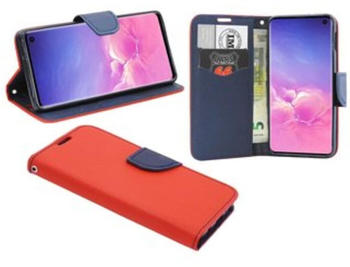 COFI1453 Buch Tasche "Fancy" kompatibel mit SAMSUNG GALAXY S10 (G973F) Handy Hülle Etui Brieftasche Schutzhülle mit Standfunktion, Kartenfach Rot-Blau