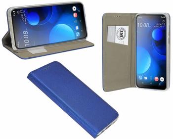 COFI1453 Buch Tasche "Smart" kompatibel mit HTC DESIRE 19+ PLUS Handy Hülle Etui Brieftasche Schutzhülle mit Standfunktion, Kartenfach Blau
