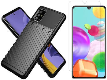 COFI1453 Hybrid Armor Etui SchutzHülle "Thunder" Case + 9H Schutzglas Bumper Cover Handyhülle Matt Hülle Robust Rutschfest kompatibel mit Huawei P40 Lite E