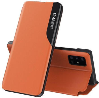 COFI1453 Eco Leather View Case Buch Tasche Leder Handyhülle aufklappbare Hülle Standfunktion für Xiaomi Redmi Note 9 Pro Orange