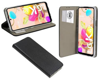 COFI1453 Buch Tasche "Smart" für LG K42 Handy Hülle Etui Brieftasche Schutzhülle mit Standfunktion, Kartenfach Schwarz