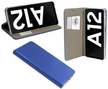 COFI1453 Buch Tasche "Smart" für SAMSUNG GALAXY A12 (A125F) Handy Hülle Etui Schutzhülle mit Standfunktion, Kartenfach Blau