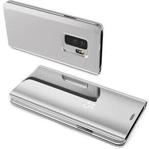 COFI1453 Smart View Spiegel Mirror Smart Cover Schale Etui kompatibel mit Samsung Galaxy S20 Ultra (G988B) Clear Silber