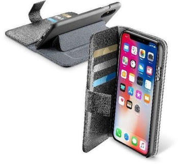 Cellular Line BOOK AGENDA Buchklapptasche Standfunktion Kartenfach für iPhone X (Schwarz)