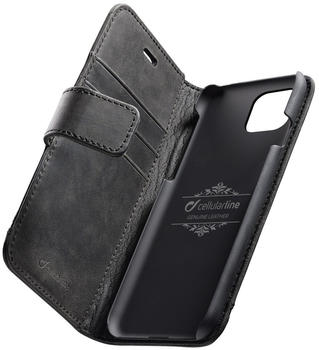 Cellular Line SUPREME, Buchklapptasche aus Leder für Apple iPhone 11 Pro Max, schwarz Handyhülle