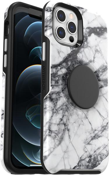 OtterBox Symmetry Case + Pop (iPhone 12/12 Pro) White Marble Graphic