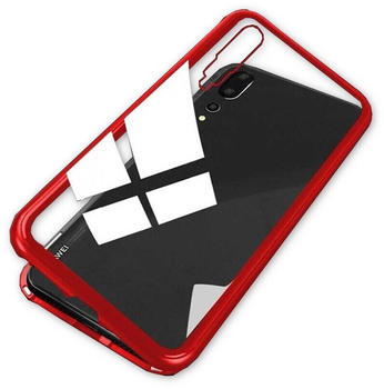 Wigento Für Xiaomi Mi 9 Magnet / Metall / Glas Case Bumper Rot